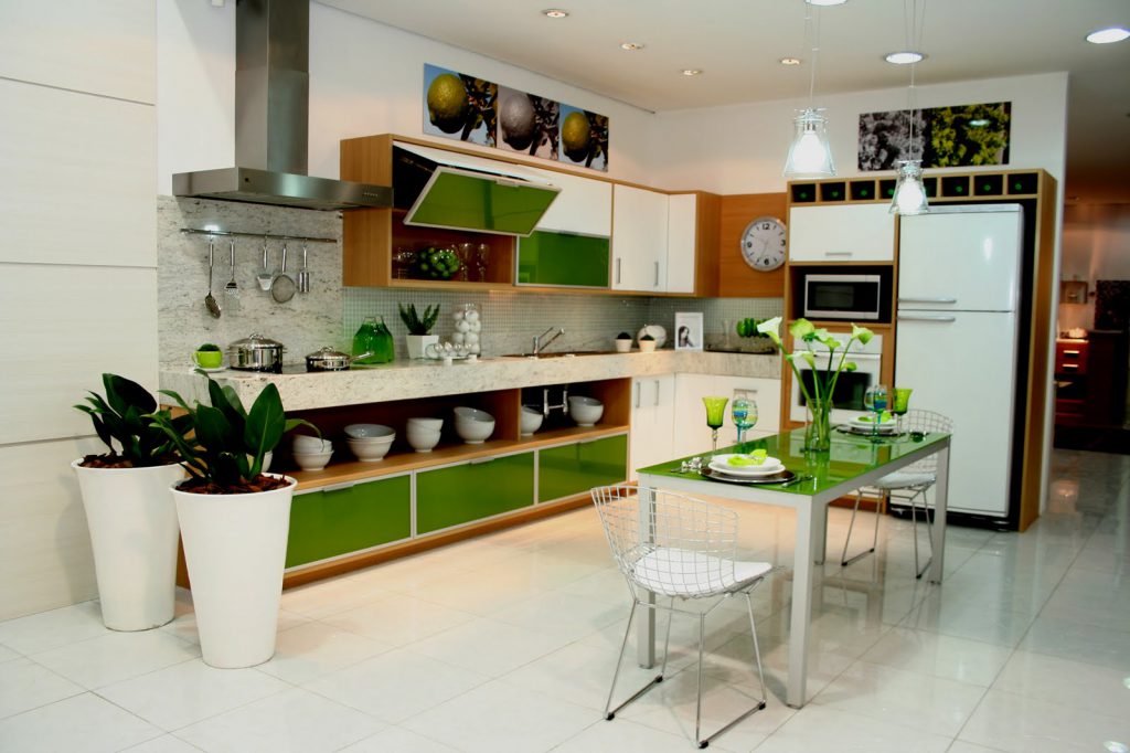 bố trí cây xanh trong nhà bếp